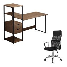 Set 2 buc mobilier studenti birou si scaun de birou Gloryn Pako World Negru 80x37x123 cm