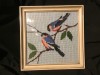 Arta / design / vintage - Tablou goblen / cusatura cu pasari in rama de lemn !