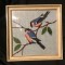 arta / design / vintage - Tablou goblen / cusatura cu pasari in rama de lemn !