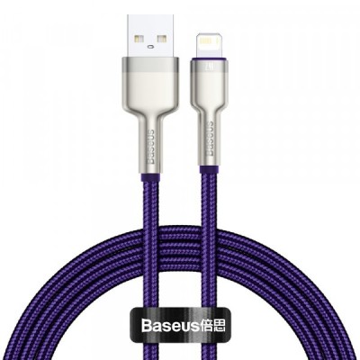Cablu Date si Incarcare USB-A - Lightning Baseus Cafule Metal Series, 18W, 1m, Mov CALJK-A05 foto