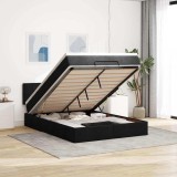 vidaXL Pat otoman cu saltea negru 140x200 cm stofa 3311465