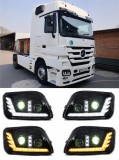 Cumpara ieftin Set Faruri LED Mercedes-Benz Actros MP3 MegaSpace 2008-2011 Stanga + Dreapta cu 2 Lupe, 24V, DRL Alb-Portocaliu, Startup Effect,