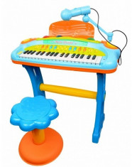 Orga de jucarie cu scaunel si microfon pentru copii, 3 octave, sunete si lumini - 6617A foto