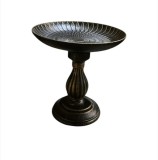 Platou Decorativ Lemn cu Picior Aramiu, Rotund, 19x19 cm - Platou Universal