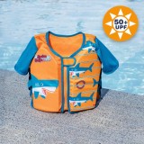 Vesta de inot cu maneci din spuma, model rechin, pentru copii 3-6 ani (19-30 kg), portocalie, CMCLASS