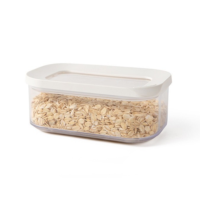 Cutie de Depozitare Alimente, Cyrax, 450 ml, Capac Alb, din ABS+Silicon, 14.5 x 9 x 6 cm, Transparent
