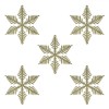 Set Ornamente Brad Crăciun, Fulgi Bej cu Glitter, 10cm, 5 Bucăți, Oem