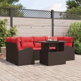 vidaXL Set de canapele pentru grădină cu pernă 7 pcs Maro poliratan 3348580