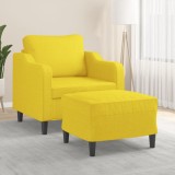 VidaXL Fotoliu canapea cu taburet, galben deschis, 60 cm, textil
