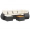 Set canapele de gradina cu perne, 7 piese, negru, poliratan