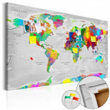 Tablou din plută - Maps: Colourful Finesse [Cork Map] 120x80 cm