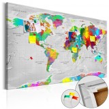 Cumpara ieftin Tablou din plută - Maps: Colourful Finesse [Cork Map] 90x60 cm