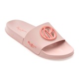Papuci PEPE JEANS roz, SLIDER BRAND, din pvc