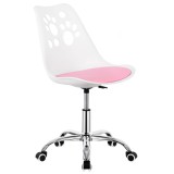 Scaun birou ergonomic, cu sezut din spuma, reglabil pe inaltime, maxim 120 kg, 90x49x48 cm, alb si roz Household NewTrend