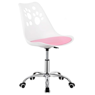 Scaun birou ergonomic, cu sezut din spuma, reglabil pe inaltime, maxim 120 kg, 90x49x48 cm, alb si roz Household NewTrend foto
