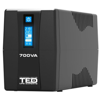 UPS 700VA 400W cu Stabilizator si Management, 2x Schuko, Ecran LCD si Acumulator 12V 7Ah, TED Electric foto