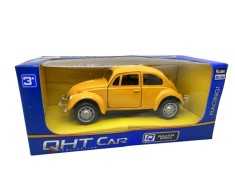 Macheta metal Volkswagen Beetle galben cu sunet, lumini, resort, deschide usile 1/36