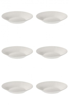 Set Farfurii 6 piese, Farfurii Adanci, Portelan, Albe, diametru 22.5 cm foto