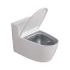 Scrumiera creativa flippy, forma de toaleta, capac alb , material abs si otel inoxidabil, 12.5 x 9.8 x 8.4 cm, fixare prin lipire sau de sine statator