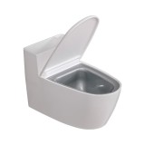 Scrumiera creativa flippy, forma de toaleta, capac alb , material abs si otel inoxidabil, 12.5 x 9.8 x 8.4 cm, fixare prin lipire sau de sine statator