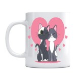 Cana alba personalizata pisici indragostiti cu inimi roz, INOVATIX&reg;. 330ml