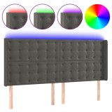 Cumpara ieftin Tablie de pat cu LED, gri inchis, 183x16x118/128 cm, catifea
