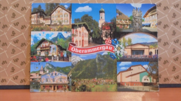 GERMANIA - OBERAMMERGAU - 8 VEDERI CU CASE PICTATE SI PANORAMA ORASULUI-