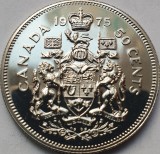 Monedă 50 cents / half dollar 1975 Canada, unc, proof-like, km#75.1, America de Nord
