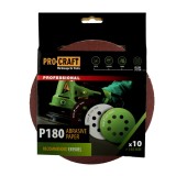 Disc abraziv pentru slefuitor cu excentric KD180.180 PROCRAFT (Set 10 buc) Diametru: 180 mm Granulatie: P180 Innovative ReliableTools