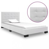 VidaXL Cadru de pat, alb, 120 x 200 cm, piele artificială