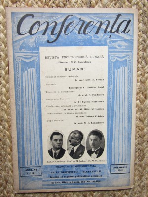 CONFERENTA , REVISTA ENCICLOPEDICA LUNARA , ANUL VI , NR. 12 NOIEMBRIE 1942 foto