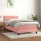 vidaXL Pat box spring cu saltea, roz, 90x190 cm, catifea 3141340