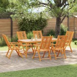 Cumpara ieftin Set de masa pentru gradina 7 buc. Maro 200 x 90 x 74 cm
