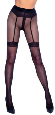 Dres Negru Crotchless Tights cu model decupat intre picioare, 30 DEN foto