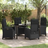 vidaXL Set de dining pentru grădină , format din 5 piese, cu perne, Ratan Poliratan Negru
