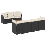 Cumpara ieftin Set mobilier de gradina cu perne, 8 piese, negru, poliratan
