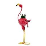 Decoratiune pentru Gradina, Flippy, Flamingo pentru Gradina cu Suport pentru Plante Flori, Ornament de Ghiveci de Flori, Model Flamingo, din Fier, 73