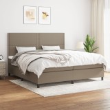 Cumpara ieftin Pat box spring cu saltea, gri taupe, 200x200 cm, textil