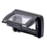 Capac cu rama Gewiss System GW22462, 4 module, IP55, negru, pentru priza / intrerupator