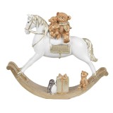 Cumpara ieftin Figurina Calut Craciun polirasina alba aurie 18x4x15 cm