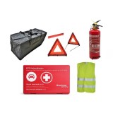 Kit 6 piese "Siguranta Rutiera" compus din Stingator, Trusa Medicala, Triunghi Reflectorizant, Vesta Reflectorizanta si Geanta de depozitare FAVLine S