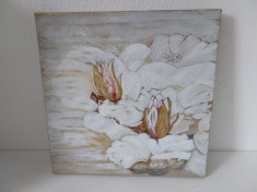 Tablou cu lotusi, ulei pe panza, 30x30cm, nesemnat