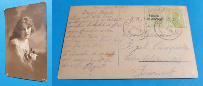 Carte Postala veche tibru Regele Ferdinand, circulata, datata 1916 piesa superba
