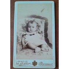 Fotografie tip CDV, bebelus, inceput de secol XX
