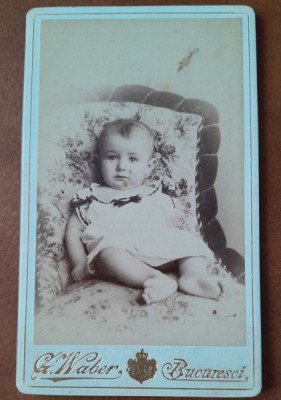 Fotografie tip CDV, bebelus, inceput de secol XX foto
