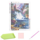 Set Broderie Diamante 5D 40x30 cm Multicolor Cascada | Tablou DIY, Arta, Relaxare, Cadou