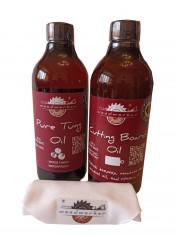 Dual Pack, Pure Tung Oil, Cutting Board Oil, laveta bumbac, 500 ml/500 ml