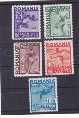 ROMANIA 1937 LP 121 A 8-a BALCANIADA DE ATLETISM SERIE MNH foto