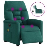 vidaXL Fotoliu electric de masaj rabatabil, verde &icirc;nchis, textil
