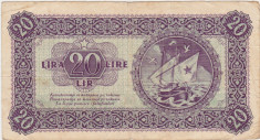 IUGOSLAVIA ISTRIA, FIUME, SLOVENIA 20 LIRE 1945 F foto